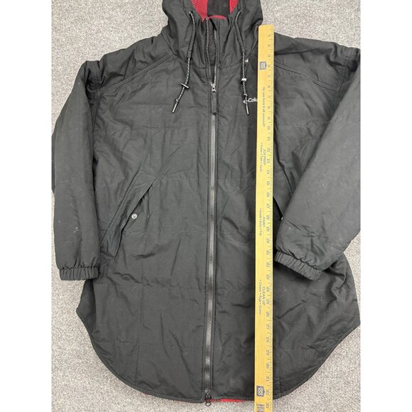 Columbia Jacket Womens 1X Black Hooded Long Parka Buffalo Plaid Lined Insulated - Picture 3 of 8